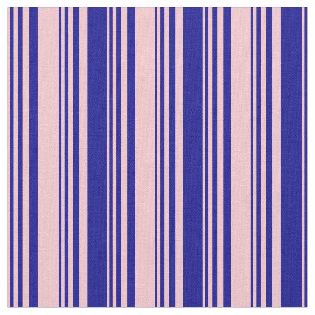 Pink and Dark Blue Striped Pattern Fabric (Close Up)