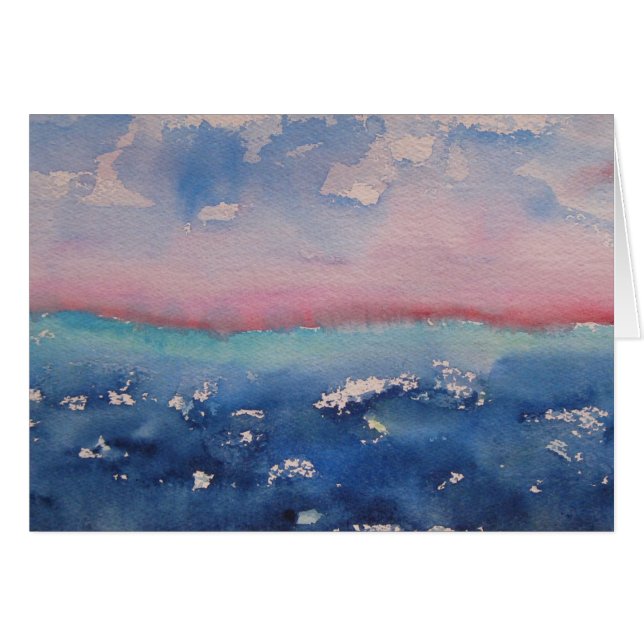 Pink And Dark Blue Watercolor Landscape Horizon (Front Horizontal)