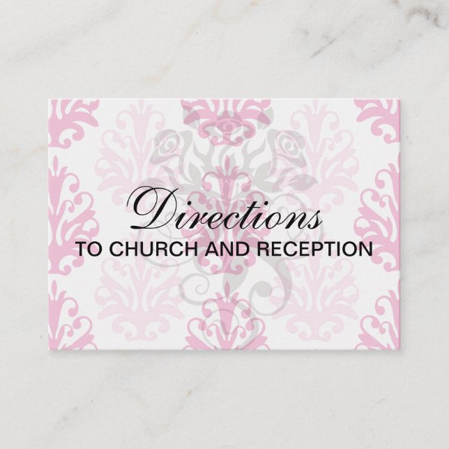 Pink and dark pink boho chic damask enclosure card (Front)