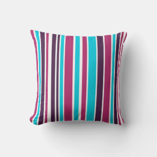 Pink And Dark Purple Violet Striped Cushion