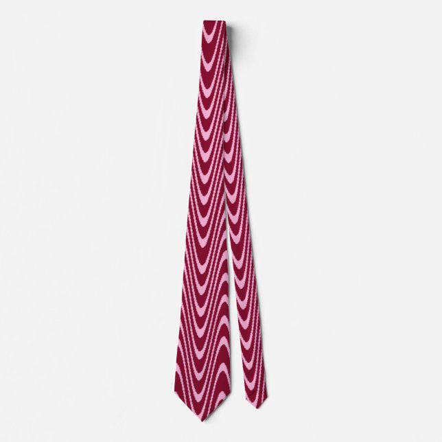 Pink and Dark Red Chevron Style Design Tie (Front)