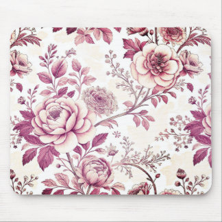 pink and dark red flowers mouse mat