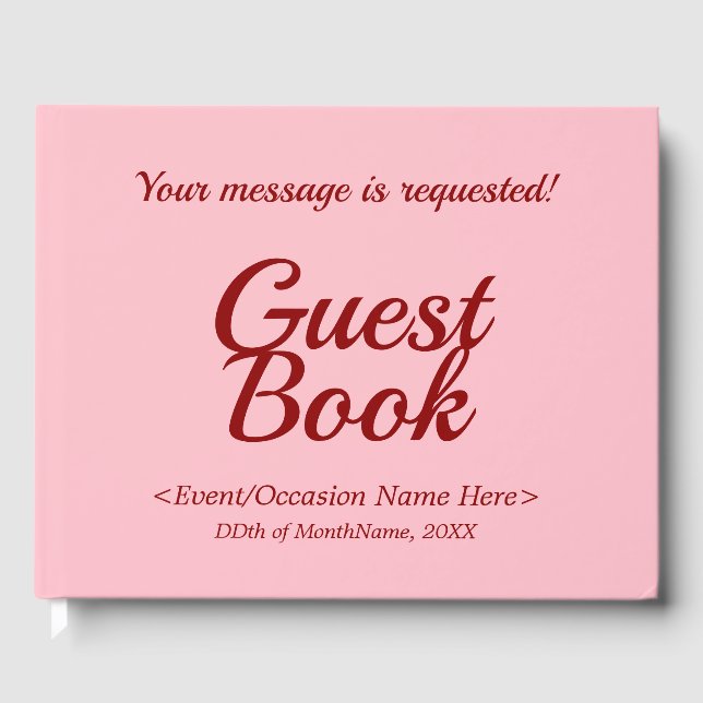 Pink and Dark Red Generic Event Guest Book (Front)