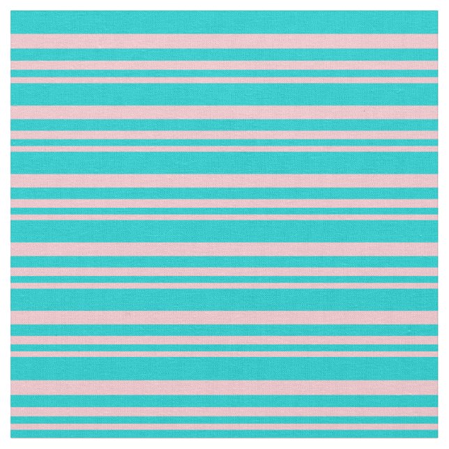 Pink and Dark Turquoise Coloured Lines Fabric (Close Up)