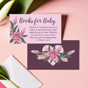 Pink and Deep Purple Blooming Lily Books for Baby  Enclosure Card