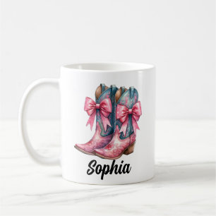 Pink and Denim Blue Cowgirl Boots Personalised Mug