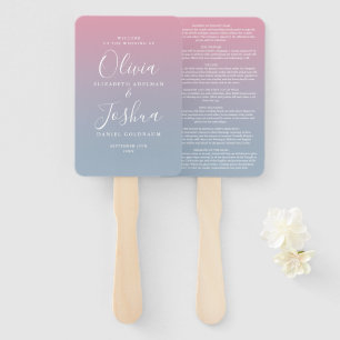 Pink And Dusty Blue Ombre Jewish Wedding Hand Fan