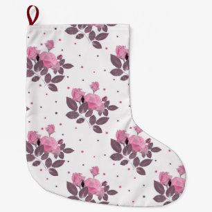 Pink and dusty purple roses. large christmas stocking