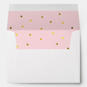 Pink and Faux Gold Foil Dots Envelopes
