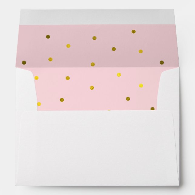 Pink and Faux Gold Foil Dots Envelopes (Back (Bottom))
