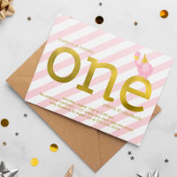 Pink and Faux Gold Foil Elephant Birthday Party