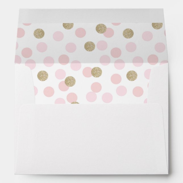Pink and Faux Gold Glitter Polka Dot Envelopes (Back (Bottom))