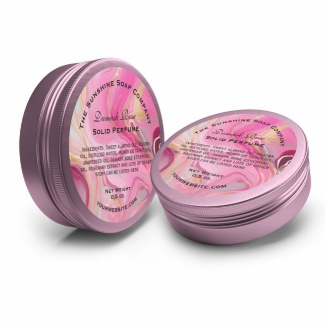 Pink and Faux Gold Marble Cosmetics Classic Round Sticker (Creator Uploaded)
