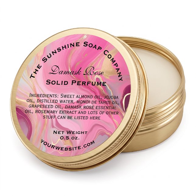 Pink and Faux Gold Marble Solid Perfume Label (Creator Uploaded)