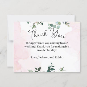 Pink and Floral Thank you Card