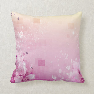 Pink and Floral Throw Pillow