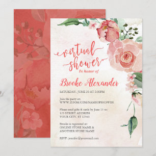 Pink and Floral Virtual Shower Invitation