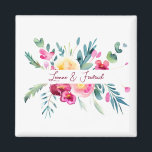 Pink and Fushia watercolor floral custom Wedding Magnet<br><div class="desc">Pink and fushia watercolor floral ,  add your details.</div>