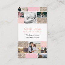 Pink and Glitter Gold Photographer Business Card