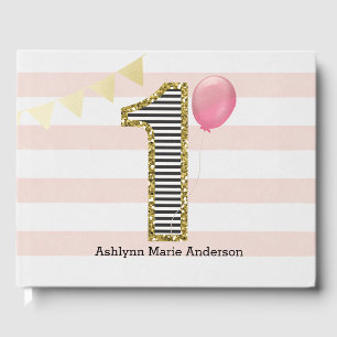 Pink and Gold 1st Birthday Guest Book