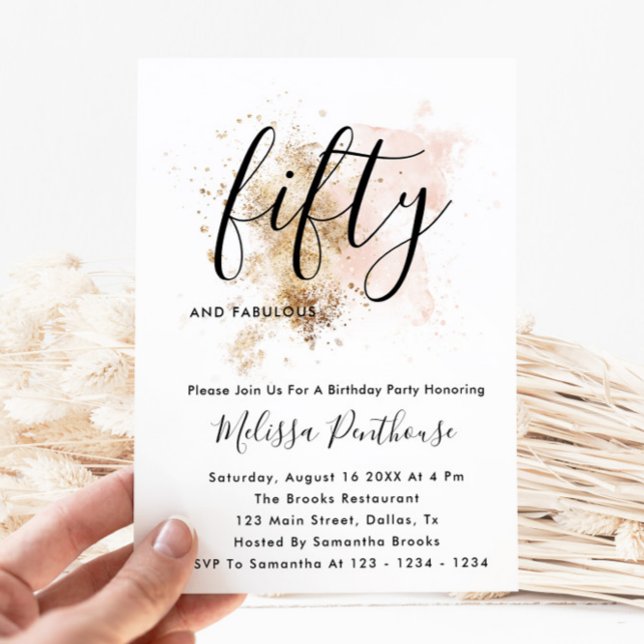 Pink And Gold 50th Birthday Invitations (Creator Uploaded)