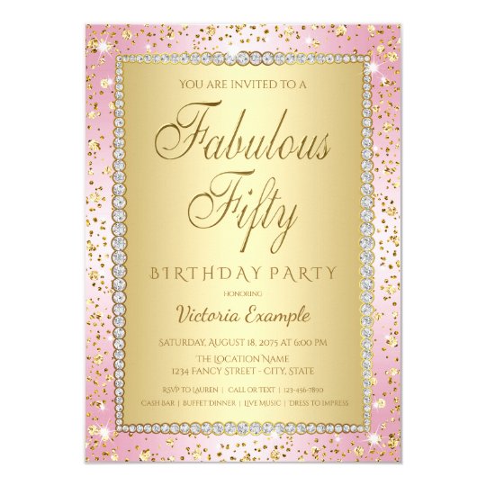 Pink and Gold 50th Birthday Party Invitations | Zazzle.co.uk