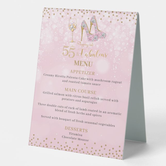 Pink and Gold 55 and Fabulous Menu Bar Cocktails (Front)