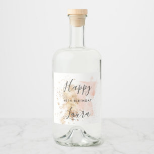 Pink And Gold 60Th Birthday  Liquor Bottle Label