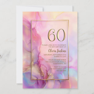 Pink and Gold 60th Birthday Party Invitation