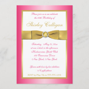 Pink and Gold 65th Birthday Invitation
