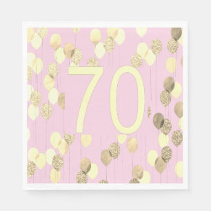 Pink and Gold 70th Birthday Napkin