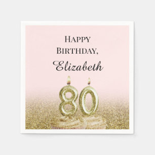 Pink and Gold 80th Birthday Napkins