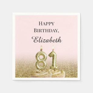 Pink and Gold 81st Birthday Napkins