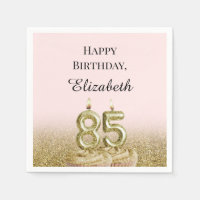 Pink and Gold 85th Birthday Napkins