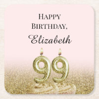 Pink and Gold 99th Birthday coaster