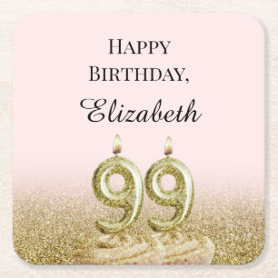 Pink and Gold 99th Birthday coaster