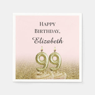Pink and Gold 99th Birthday Napkins