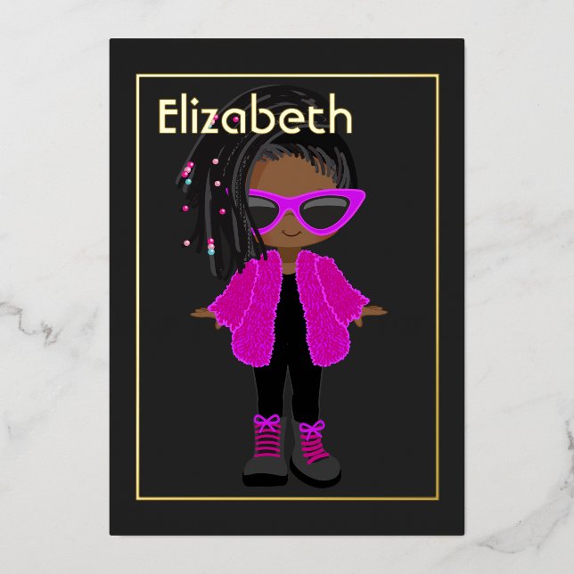 Pink and Gold African American Birthday (Front)