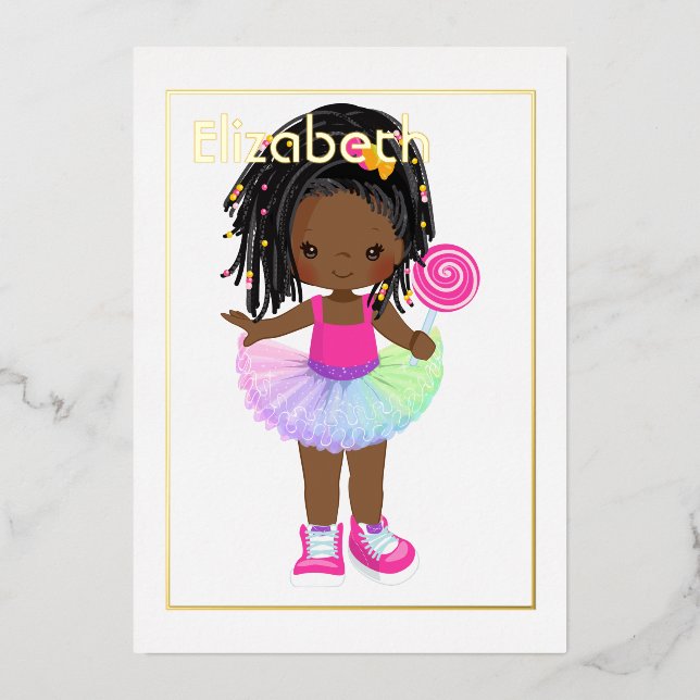 Pink and Gold African American Candy Tutu Birthday (Front)