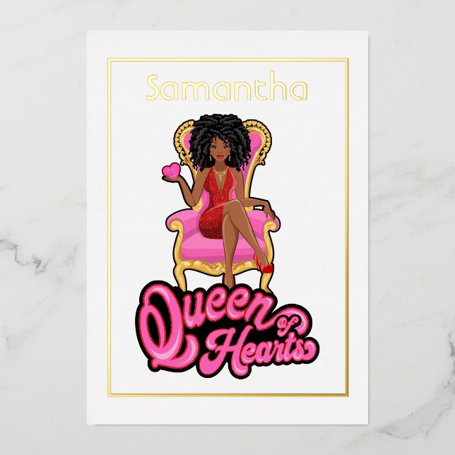 Pink and Gold Afro Birthday Party Foil Invitation (Front)
