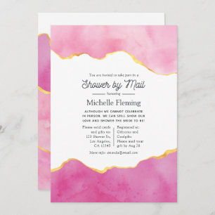 Pink and Gold Agate Shower by Mail Invitation