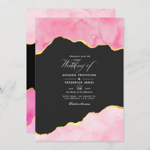 Pink and Gold Agate Wedding Invitation