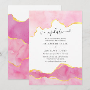 Pink and Gold Agate Wedding Update Invitation