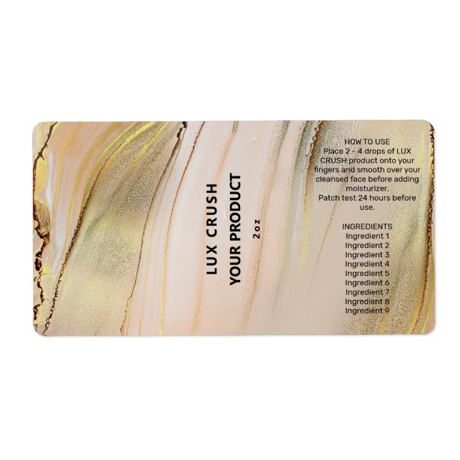 Pink And Gold Alcohol Ink Dropper Bottle Labels (Front)