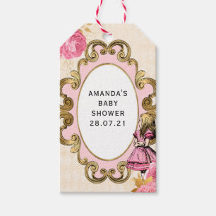 Pink and Gold Alice In Wonderland Baby Shower Gift Tags