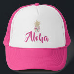 Pink and Gold Aloha Tropical Pineapple Trucker Hat<br><div class="desc">Aloha Tropical Pink and Gold Pineapple Trucker Hat</div>