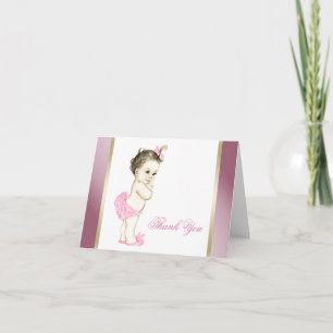 Pink and Gold Baby Girl Thank You Card
