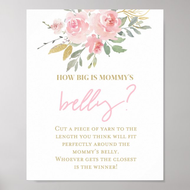 Pink and Gold Baby Shower Game Sign (Front)