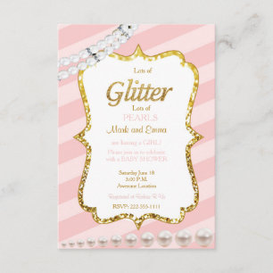 Pink and gold baby shower invitation
