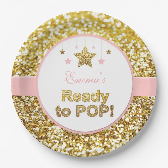 Pink and gold baby shower plates (Front)